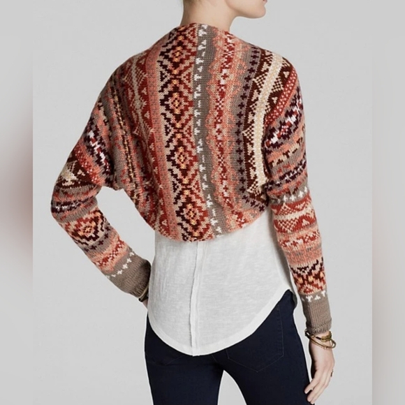 Free People Multicolor Patterned Knit and Lace Shrug - Picture 2 of 8